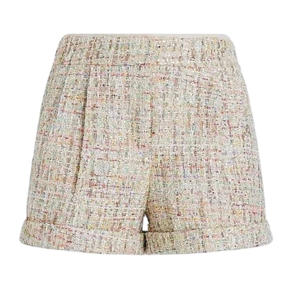 Tweed High Waisted Shorts Cream Women's 10 Chanel Inspired Parisian Vacation NWT - Picture 1 of 16